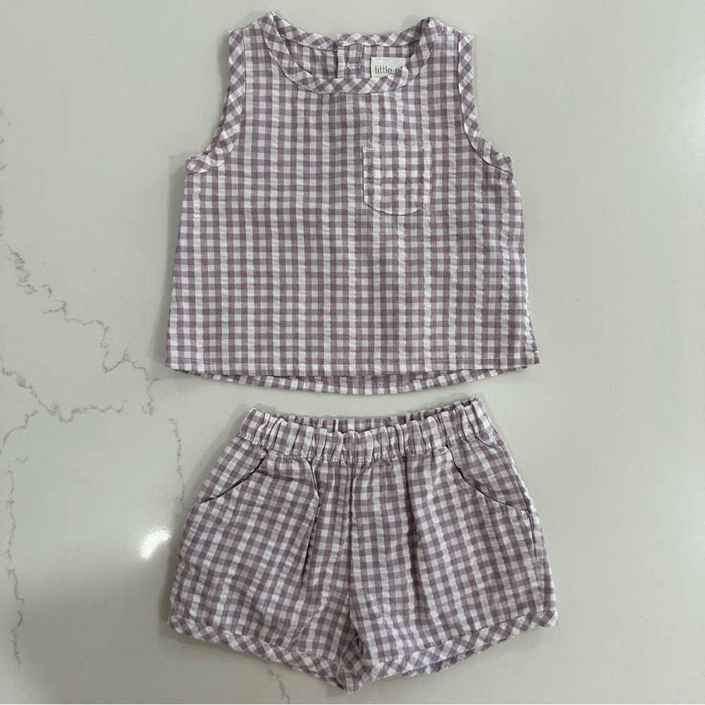 Purple Gingham Kids Matching Set
